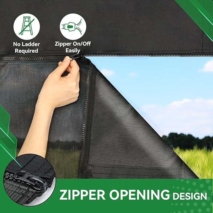 RV Awning Shade Screen with Zipper 9' x 12'3'', 600D Oxford Top + Mesh Bottom, RV Sun Shade Screen for Awning, RV Shade Complete Kits for Trailer Camper