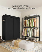 SONGMICS Heavy-Duty Rolling Clothes Rack, Garment Rack, Portable Closet on Wheels, with Adjustable Mesh Shelves and Hanging R