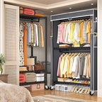 Raybee Clothes Rack with Cover, 45" W Heavy Duty Clothing Racks for Hanging Clothes, Portable Closet with Adjustable Shelves 