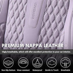Coverado Seat Covers Full Set, Purple Car Seat Covers, Waterproof Car Seat Cover with Lumbar Support, Leather Car Seat Cushio