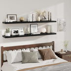Fun Memories Black Deep Floating Shelves, 72 x 12 Inch Long Wall Shelves, Large Display Shelf & Storage Shelf, Wood Floating 