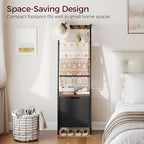 MAHANCRIS Blanket Ladder, 4-Tier Towel Rack with Pull-Out Laundry Basket & Removable Hooks, Ladder Shelf Stand, Wall-Leaning 