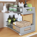 1 Pack 17IN Depth Under Sink Organizer, 2-Tier Pull Out Cabinet Organizer With Smooth Circular Rail, Large Capacity Metal Mes