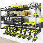 KAFAHOM Power Tool Organizer-8 Drill Holder Wall Mount,4 Layer Heavy Duty Metal Power Tool Storage Rack,Garage Tool Organizer
