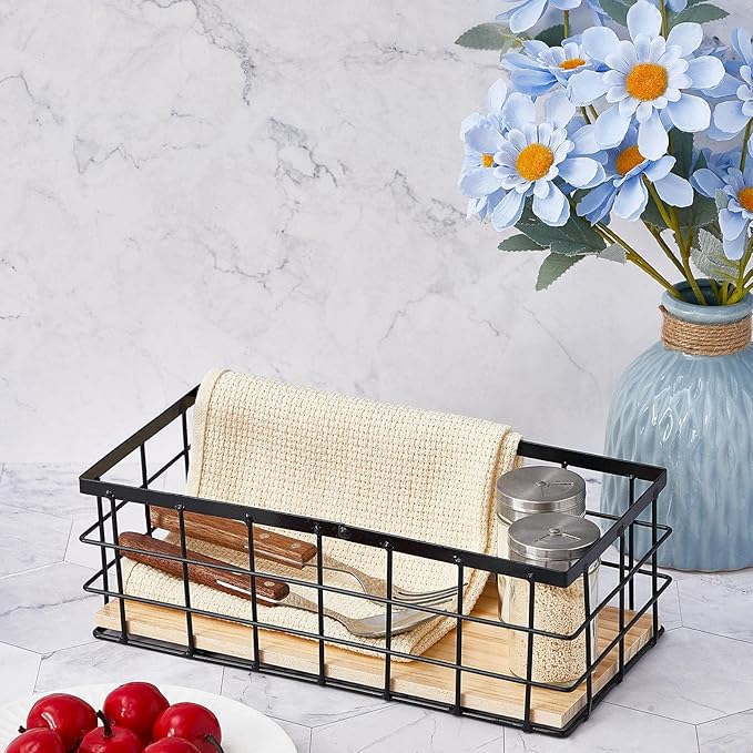 Funrous 2 Pcs Metal Small Wire Basket Wall Hanging Wire Basket Hang Small Bathroom Kitchen Storage Organizer Toilet Paper Mes