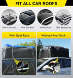Cyfie Car Rooftop Cargo Carrier Bag, 15 Cubic Feet Waterproof Heavy Duty 420D Oxford Cloth Car Roof Luggage Cargo Storage Bag for All Vehicles with/Without Rack (Black and Blue)