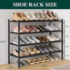 Smiry Long Bamboo Shoe Rack 4-Tier, Stackable Wooden Shoe Organizer for Entryway & Closet, Free Standing Wood Shoe Storage Sh