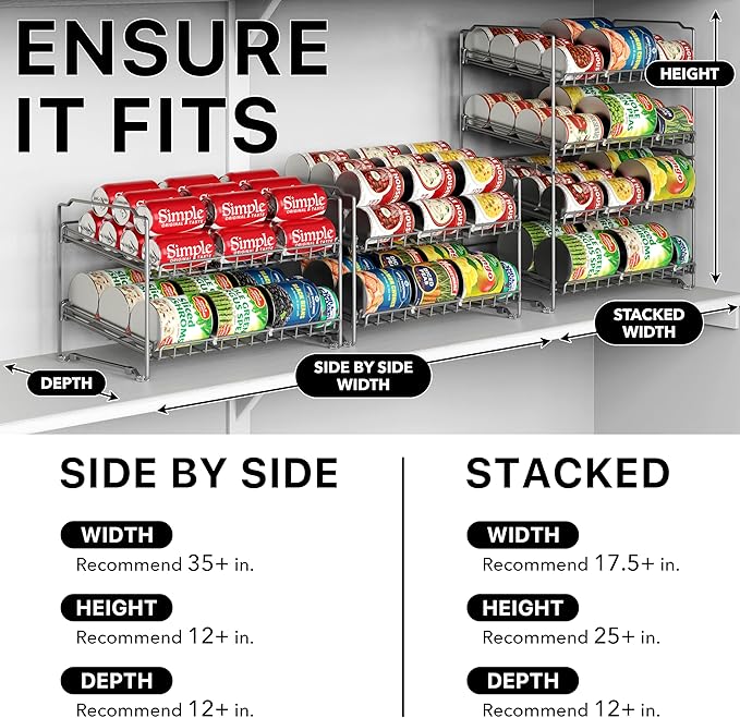 Simple Houseware 2 Tier Stackable Can Rack, Silver, 2 Pack