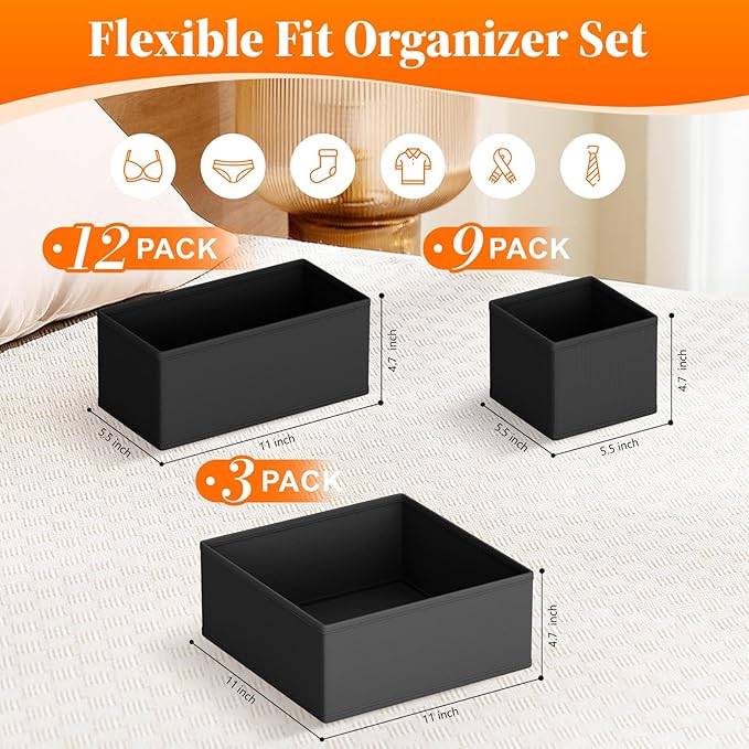 TasticTotes Drawer Organizer Clothes, 24 Pack Drawer Organizers and Underwear Organizer for Nursery, Dividers Clothes Organiz