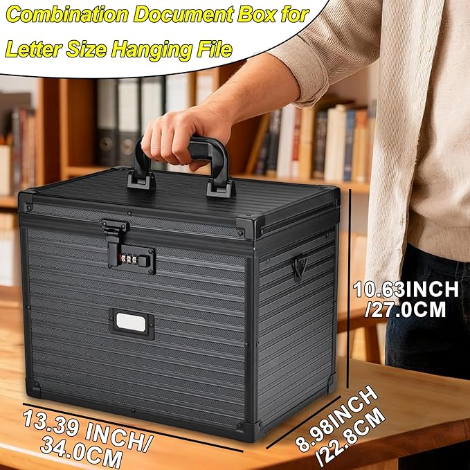 File Storage Cabinet File Organizer Document Organizer File Box in Office and Home with Combination Lock with 20 Letter Size 