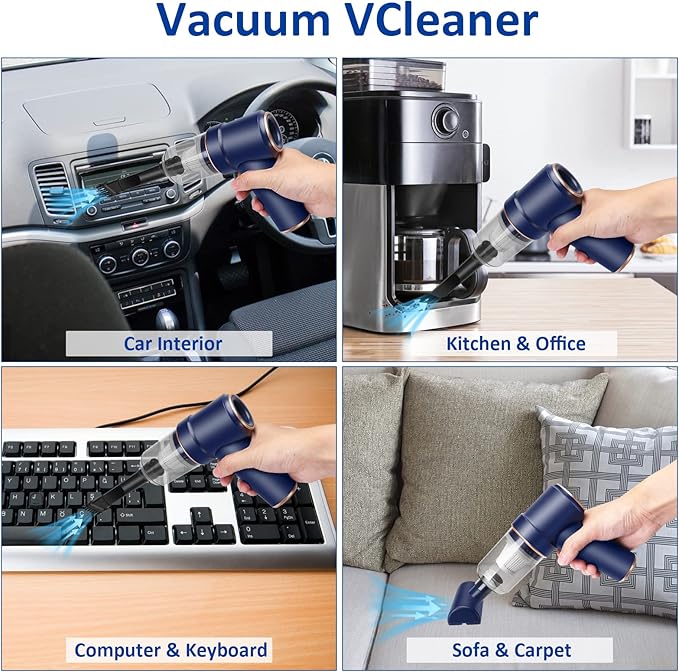 8Kpa Mini Handheld Vacuum Cleaner, 120W High Power Cordless Keyboard Vacuum, 2-in-1 Desk Vacuum & Air Duster with LED Light &