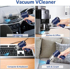 8Kpa Mini Handheld Vacuum Cleaner, 120W High Power Cordless Keyboard Vacuum, 2-in-1 Desk Vacuum & Air Duster with LED Light &