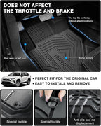 Powerty Floor Mats & Cargo Liner for 2019-2024 2025 Toyota RAV4 Accessories Floor Mats 2 Row Liner Set All Weather TPE 3D Floor Liners&Rear Cargo Mat