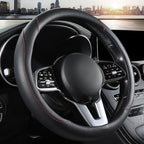 Car Steering Wheel Cover, Microfiber Leather Steering Wheel Cover Universal Fit 14.5-15 inch Anti-Slip Comfortable Breathable