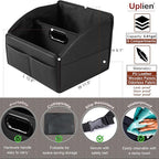 Car Storage Organizer [2025 UPDATED] Leather Car Caddy Basket for Front Seat Floor Back Seats Metal Handle 6 Compartments Adj