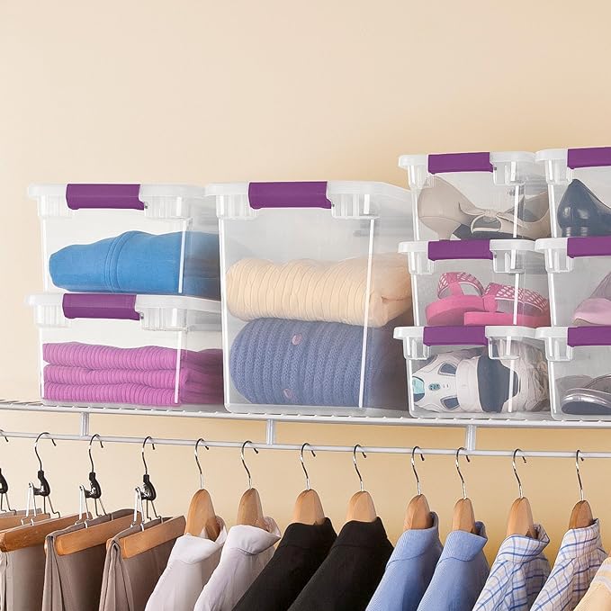 Sterilite 24-Pack 27 Quart ClearView Latch Box, Stackable Organizer Bins with Latching Lids - Clear Plastic Organization Cont