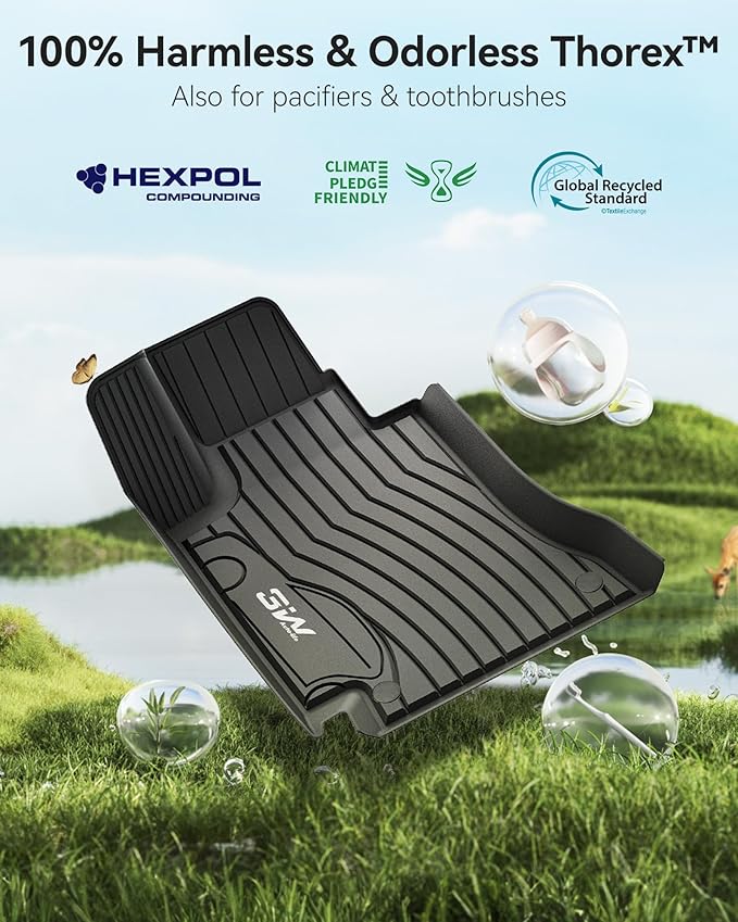 3W Floor Mats & Cargo Liner for Benz C-Class 2022-2026, TPE All Weather Floor Liner for Benz C-Class C300/C43 AMG/C63 AMG S/C63 AMG S E Car Mats (for Sedan Only)