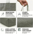 Extra Large Canvas Tote Bag - Big Reusable Grocery Shopping Heavy Duty Foldable