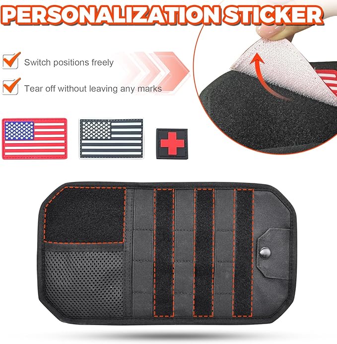 1000D Sun Visor Organizer with Zipper Visor Storage Pouch, Car Sunglasses Holder, Hard Molle Panel for Tactical Gears, Fits Most Car, SUVs, and Trucks