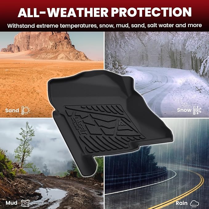 LASFIT Floor Mats for Chevy Silverado/GMC Sierra Crew Cab 1500 2500/2500HD 1999-2007, 3500HD 2001-2007(2007 Fit Classic Body Only), Suburban/Yukon XL/Escalade ESV (2nd Row Bench Seat Only) 2000-2006