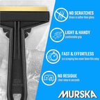 Car Ice Scraper Brass Blade - fast, easy & efficient - [ 2 Pack ] Brass Ice Scraper for Car - Ice Scrapers for Car Windshield Ice Scraper - Original Murska from Europe - for Winter - A054-2 Black