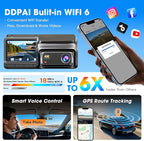 DDPAI 4K Dash Cam Front and Rear, Built-in 32G eMMC Dual Dash Car Camera,64GB Card Included Dashcam,Night Vision Dash Camera,