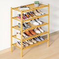 Smiry Bamboo Shoe Rack for Closet, 5 Tier Wooden Stackable Shoe Organizer, Free Standing Shoes Storage Shelf for Entryway, Fr