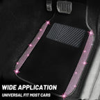 NBTEPEM Bling Car Floor Mats Full Set and Steering Wheel Cover, Universal Fit Most Cars, 4 pcs Sparkle Glitter Diamond Carpet, 5 pcs Bling Car Accessories Set for Women (Pink Diamond)