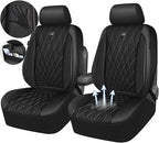 CAR PASS Thick Foam 3D Air Mesh Leather Car Seat Covers Front Seats Only, Luxury Breathable Premuim PU Leather Two Front Seat