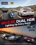 REDTIGER ViewClear 70 4K+2.5K Dash Cam Front and Rear, 8MP STARVIS 2 IMX678 x Noctura™ Sensor, Dual HDR Hyper Night Clarity, 