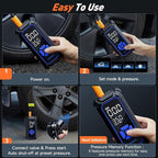 OlarHike Cordless Tire Inflator Portable Air Compressor, 150PSI Dual Power - 6000mAh & 12V DC, Air Pump for Car Tires, Motorcycle, Bicycle, Electric Pump with LED Light & Digital Pressure Gauge