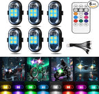 Upgraded 4-lamp high-Brightness 6-Group Wireless LED Warning Strobe Lights |8 Colors, Waterproof Lights with Remote Control| Wireless led Strobe Lights for Cars, Motorcycles, Bicycles and Drones (6)
