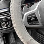 Moyishi Top Leather Steering Wheel Cover Universal Fit Soft Breathable Steering Wheel Wrap (Grey)