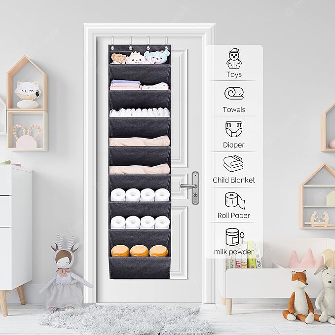 SLEEPING LAMB Over The Door Shoe Organizer for Closet with Large Deep Pockets, Narrow Shoe Rack for Door Hanging Boots Storag