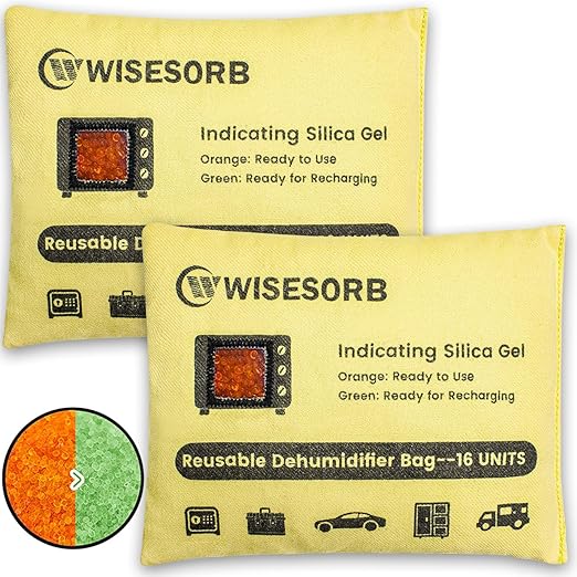 2 Pack 500G Reusable Silica Gel Desiccant Dehumidifier Bags, Color Indicating Moisture Absorbers for Car, Closet, Garage, 3D