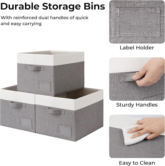 GRANNY SAYS Storage Baskets for Shelves, Fabric Storage Bins for Clothes, Closet Organization Bins, Collapsible Storage Bins 