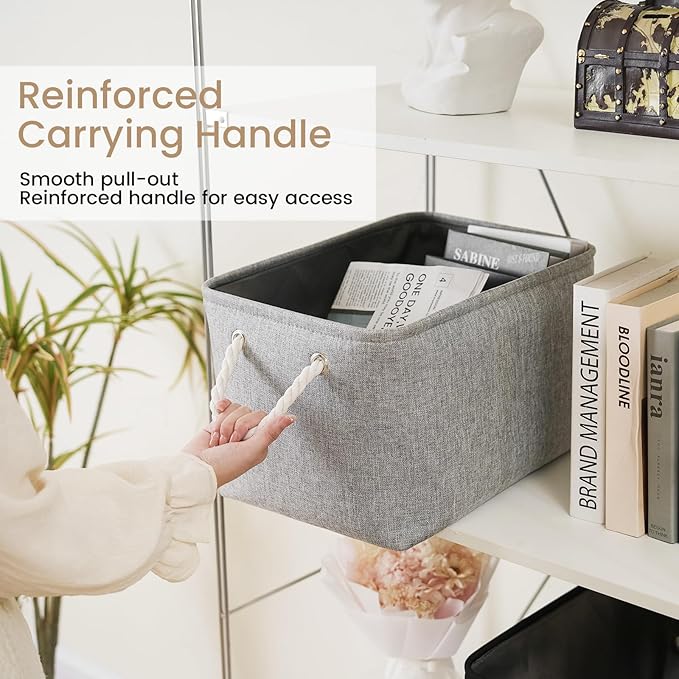 Large Storage Baskets- 15x11x10 inch Storage Bins for Shelves and Closet Organizing, Foldable Fabric Bin for Home Organizatio