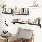 Axeman 40 Inch Floating Shelves | 8 Inch Deep Black Wall Shelves Set of 2 | 39.4" W x 8" D Rustic Black Wood Shelves for Bath