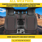 LINGVIDO Car Seat Covers for Front Seats (2 Seats) - Premium Perforated Nappa Leather,Waterproof Shield, Omni-Adapt Fit for S