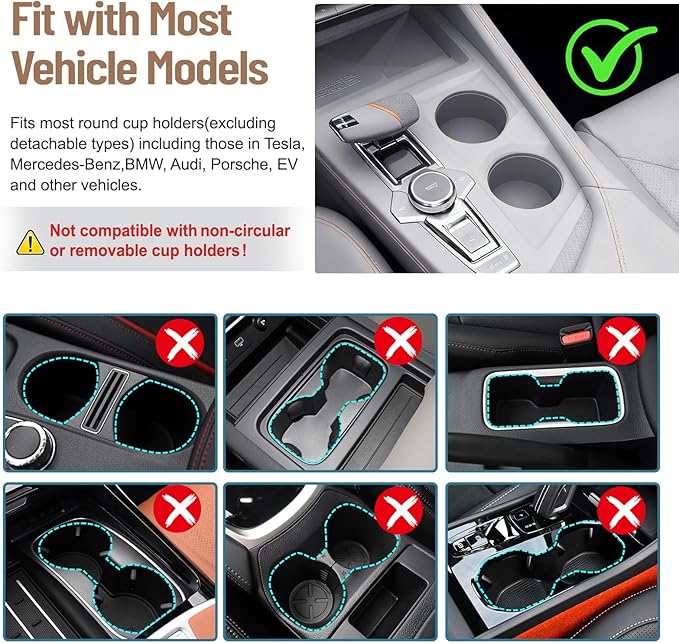 Car Tray Table & Car Desk for Laptop with 2 Risers and Anti-Slip Pad, 360° Rotating Cup Holder for Working and Eating Compatible with Tesla Model 3/Y/S, Ford F150/Explorer/Maverick & Most Vehicles/EV