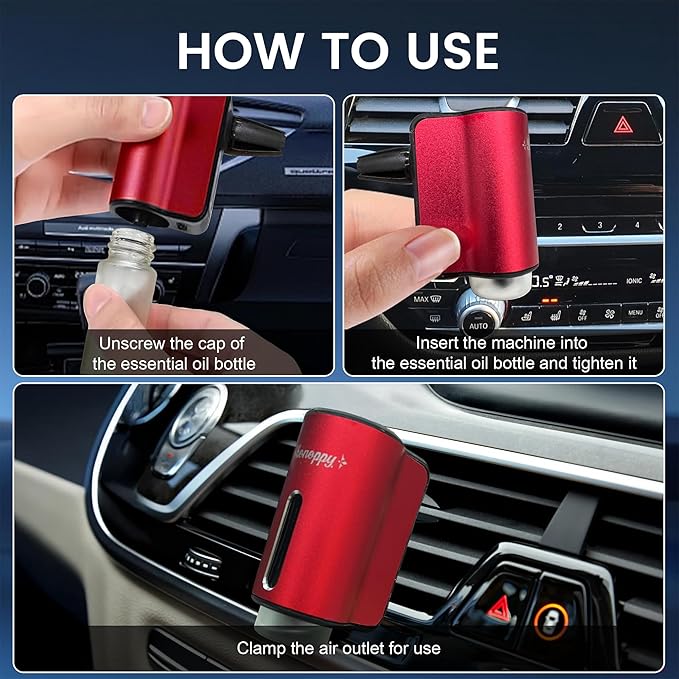 Car Air Freshener Diffuser,Smart Car Aroma Diffuser Air Freshener Spray Automatic with 10PCS Cologne Aromatherapy Oil (red)