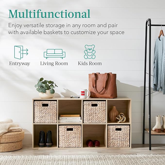 Best Choice Products 8-Cube Storage Organizer, 13.5in Shelf Opening, Bookcase, Display Shelf, Customizable w/ 2 Removable Bac