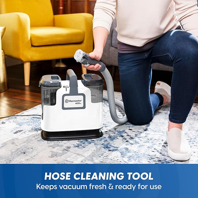 Vacmaster 400 Series Portable Carpet & Upholstery Spot Cleaner Machine, 15Kpa Power Suction with Versatile Tools for Pets, Ar