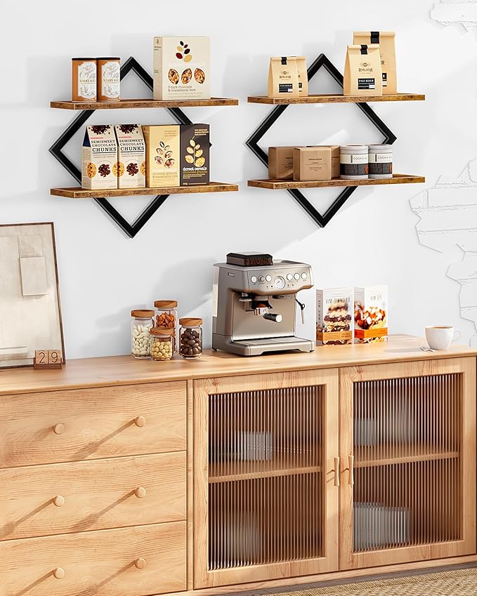 Floating Shelves Bundle, Wall Shelves, Hanging Shelves, Wall Mounted Shelves, for Living Room, Bedroom, Kitchen, Office, Stud