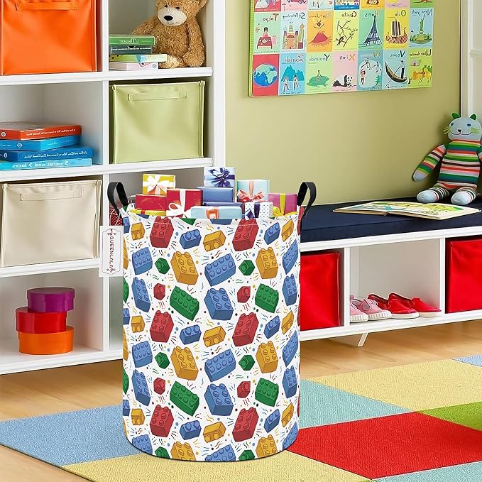 QUEENLALA Large Storage Basket,Laundry Hamper/Bathroom/Home Decor/Collapsible Round Storage Bin,Boys and Girls Hamper/Boxes/C