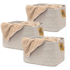 COMFY-HOMI 3Pack Small Woven Cotton Rope Basket for Organizing, Gift Baskets for Handles, Empty Gift Baskets, Medium Rope Bas
