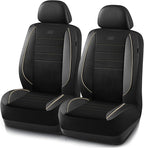 Skechers Air-Cooled Memory Foam Seat Cover, Mesh Thick Car Seat Covers,Piping Leather Car Seat Covers Front Seats, Airbag Com