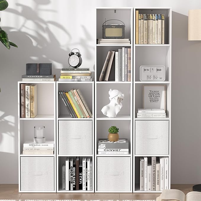 Cube Bookshelf, 5 Cube Storage Organizer, Freestanding 5 Tier Open Display Shelf with Eco-Friendly Melamine Surface for Home 