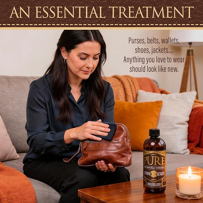 Leather Cleaner, Conditioner and Detailer Kit - Natural Beeswax Formula for Car Seat, Couch, Furniture, Purse, Boots & Jacket