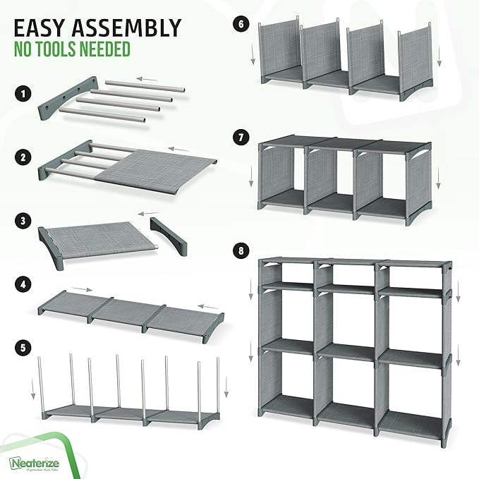 Cube Storage Organizer with Storage Bins Included - The Perfect Closet Organizers and Storage Solution. Includes 9 Storage Cu